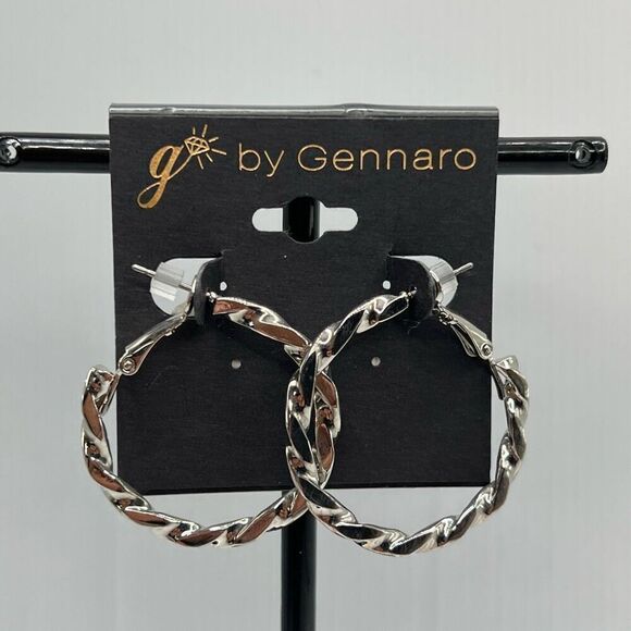 G by Gennaro Silver Twisted Hoop Earrings $16ea / 3 for $25 - Picture 2 of 6